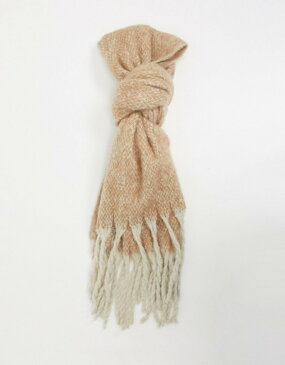 フレンチコネクション レディース マフラー・ストール・スカーフ アクセサリー French Connection contrast tassel scarf in beige Brown gray