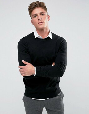 エイソス メンズ ニット・セーター アウター ASOS Crew Neck Sweater In Black Black