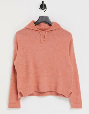 トップショップ レディース パーカー・スウェット アウター Topshop knitted hoodie in coral Pink
