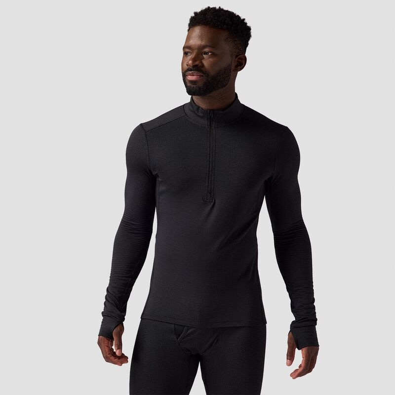 バックカントリー メンズ トップス Tシャツ Backcountry Pines Microgrid Ultra-Lt Baselayer 1/4-Zip Top - Men's Black ブラック