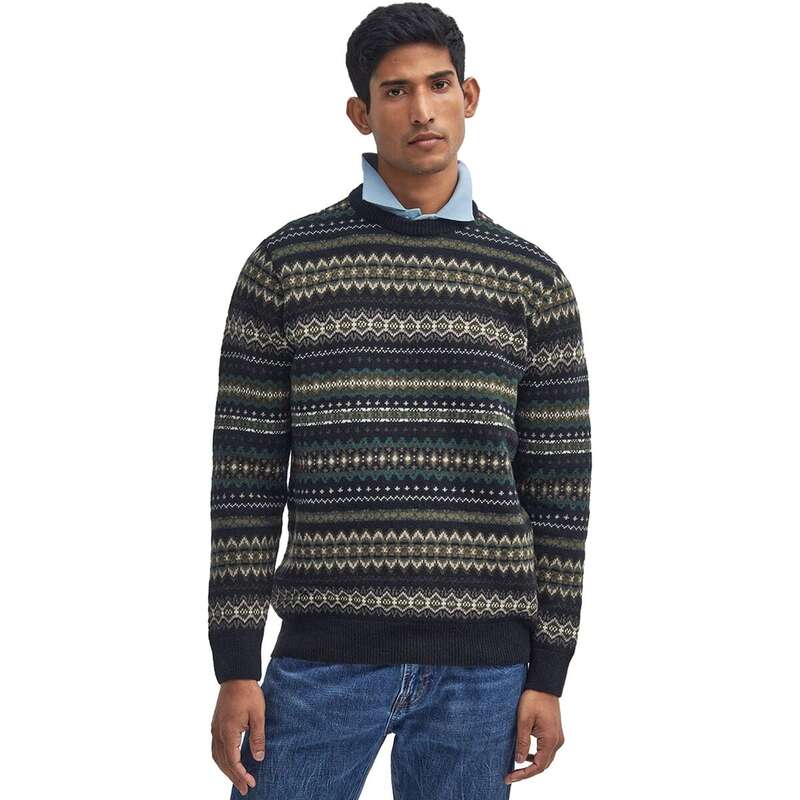 バブアー メンズ アウター ニット・セーター セーター Barbour Case Fairisle Crew Sweater - Men's Black Marl ブラック