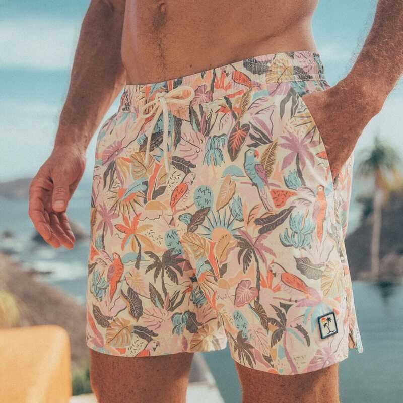 【送料無料】 マリーン レイヤー メンズ ハーフパンツ・ショーツ 水着 Mechanical Stretch Swim Trunk - Men's Coral Abstract Floral