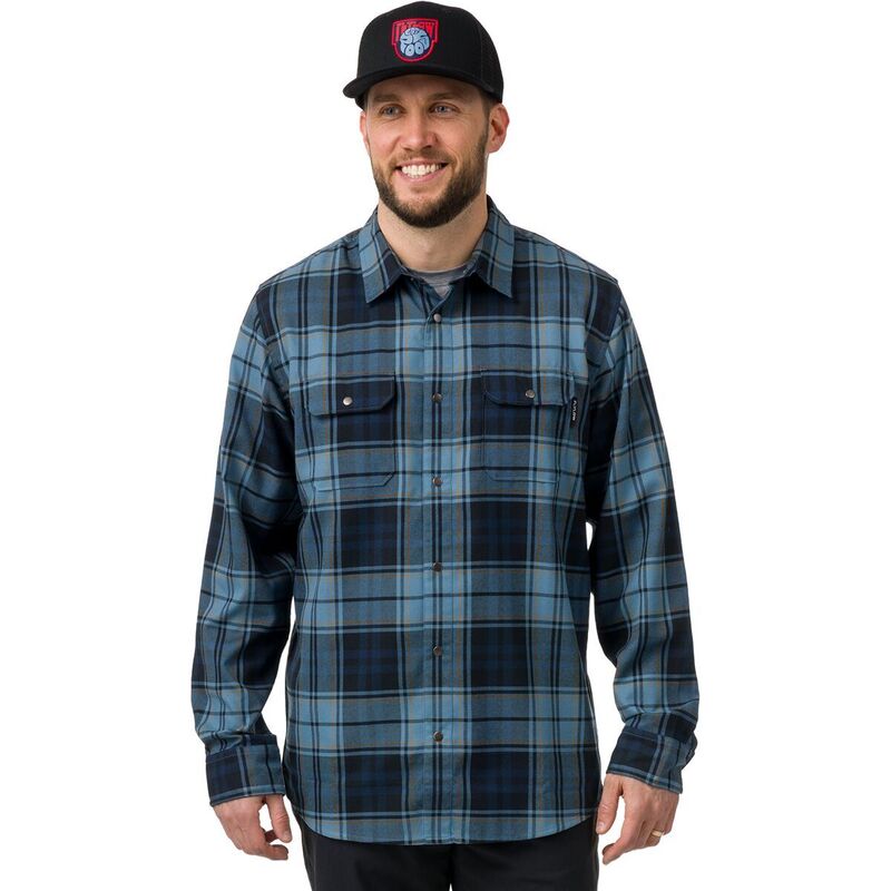 フライロー メンズ トップス シャツ Flylow Handlebar Tech Flannel Shirt - Men's Ocean/Black Plaid ..
