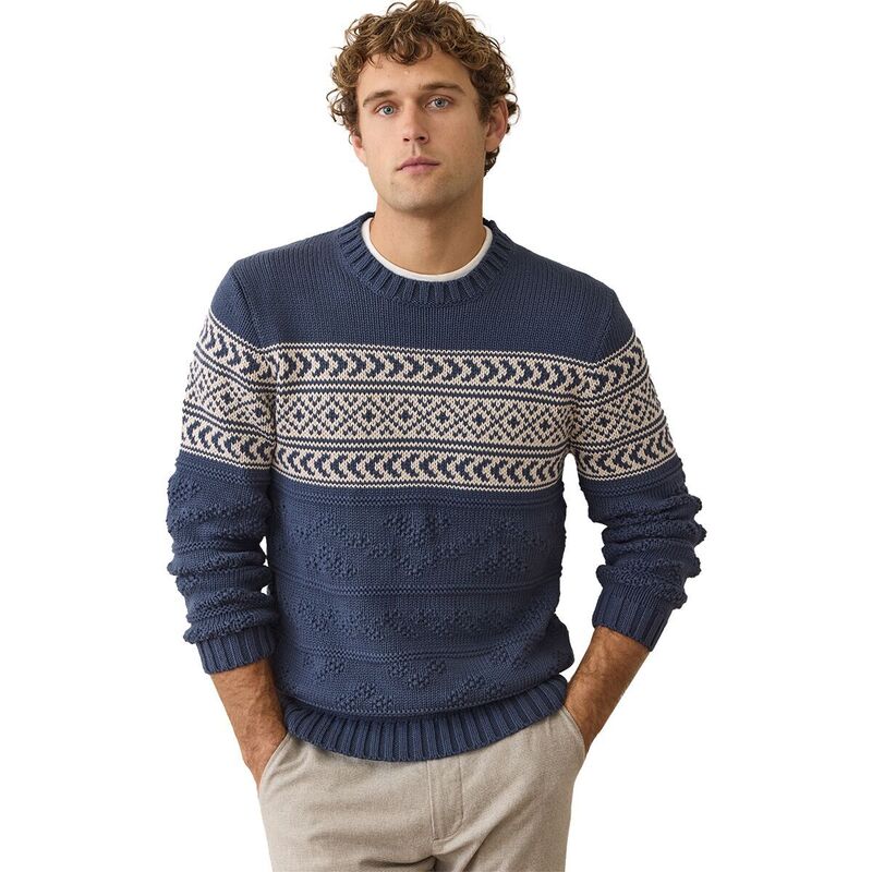 マリーン レイヤー メンズ アウター パーカー・スウェット セーター Marine Layer Textured Fair Isle Crew Sweater - Men's Navy ネイビー
