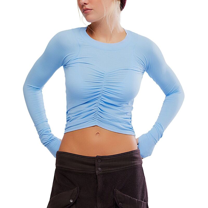 フリーピープル レディース トップス Tシャツ ギャザー 長袖 FP Movementempo Ruched Long-Sleeve Shirt - Women's High Dive