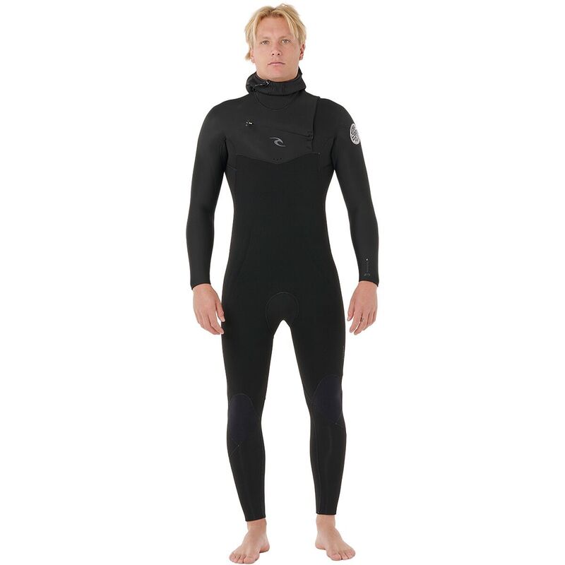 リップカール メンズ 水着 上下セット Rip Curl Dawn Patrol 5/4 Chest-Zip Hooded Wetsuit - Men's Black ブラック