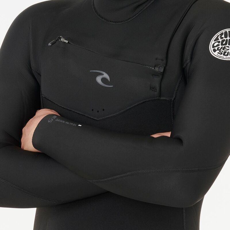 リップカール メンズ 水着 上下セット Rip Curl Dawn Patrol 5/4 Chest-Zip Hooded Wetsuit - Men's Black ブラック