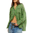 【送料無料】 フリーピープル レディース Tシャツ トップス Cardiff Plaid Shirt - Women's Green Combo(4)