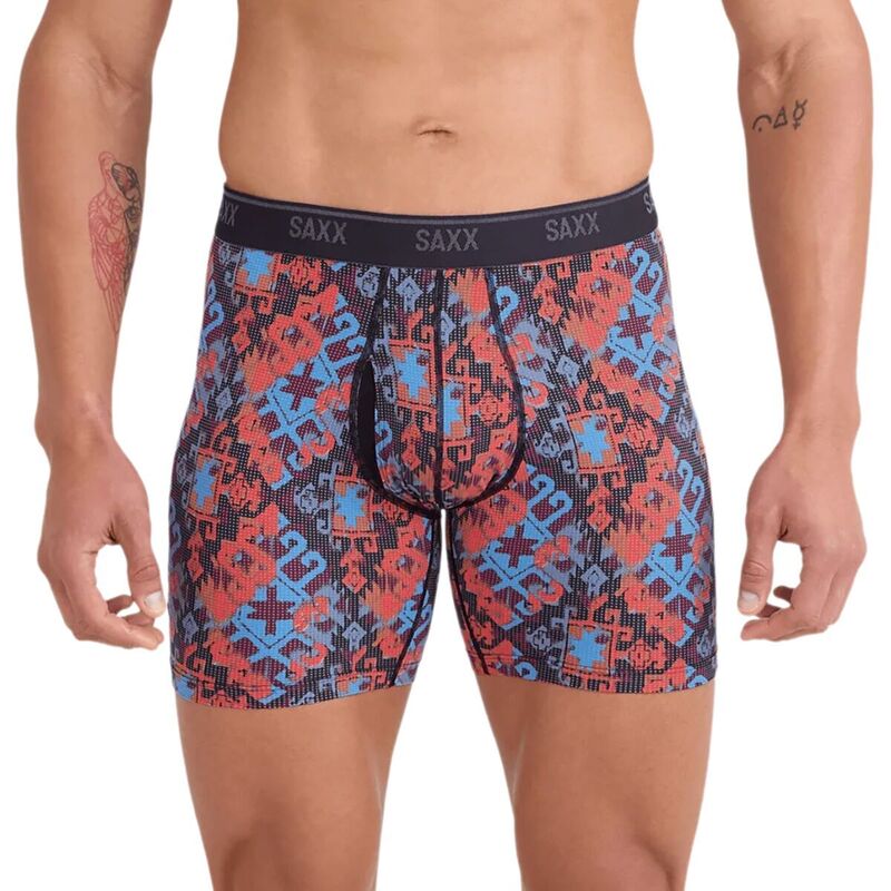 サックス メンズ アンダーウェア ボクサーパンツ メッシュ SAXX Quest Quick-Dry Mesh Boxer Brief + Fly - Men's Heritage Weave/Multi マルチカラー