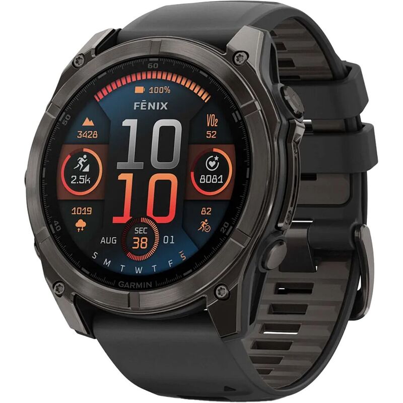 ガーミン メンズ アクセサリー 腕時計 Garmin fenix 8 AMOLED Sapphire Sport Watch Carbon Gray DLC Titanium (Black/Pebble Gray Silicone Band) ブラック