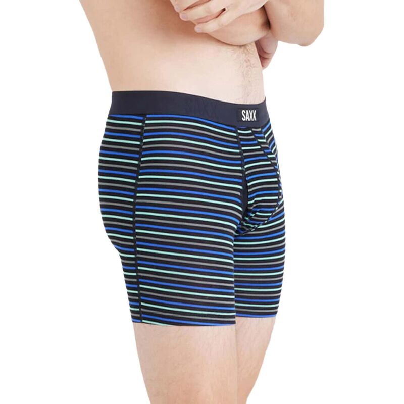 サックス メンズ アンダーウェア ボクサーパンツ SAXX Vibe Xtra Soft Boxer Brief + Fly - Men's Gent'Stripe/Sport Blue ブルー