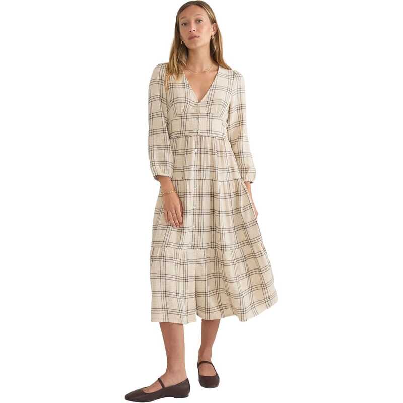 【送料無料】 マリーン レイヤー レディース ワンピース トップス Maeve Maxi Dress - Women's Cream Windowpane