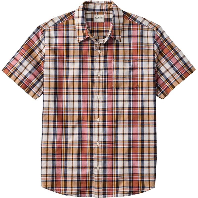 エルエルビーン メンズ トップス シャツ 半袖 L.L.Bean Madraslightly Fitted Short-Sleeve Seersucker Shirt - Men'sienna Brick