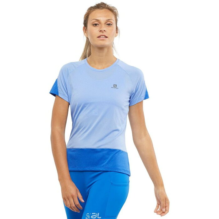 サロモン レディース Tシャツ トップス Cross Run Short-Sleeve T-Shirt - Women's Provence/Heather/Nautical Blue