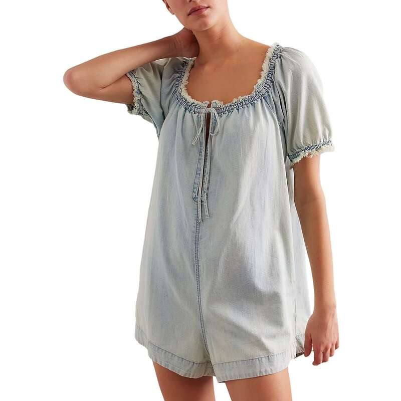 フリーピープル レディース ボトムス スカート ロンパース デニム Free People Daisy Denim Babydoll Romper - Women's August Blue ブルー
