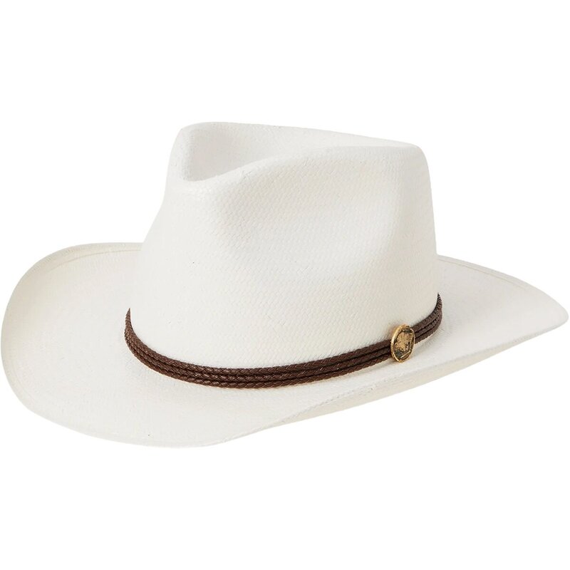 ステトソン メンズ アクセサリー 帽子 Stetson Woodrow Straw Hat Bleach/Brown Band ブラウン