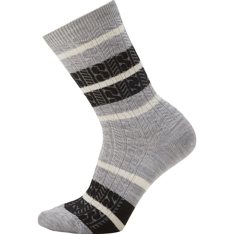 X}[gE[ fB[X C A_[EFA Everyday Striped Cable Crew Sock - Women's Light Gray