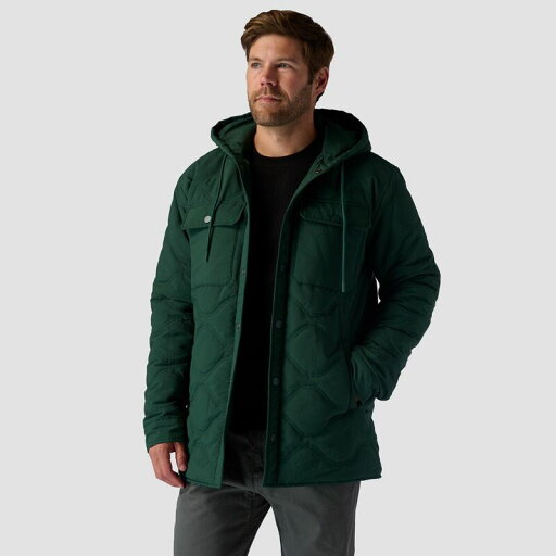 【送料無料】 ストイック メンズ ジャケット・ブルゾン アウター Quilted Hooded Snap Jacket - Men's Evergreen 【送料無料】 ストイック メンズ ジャケット・ブルゾン アウター Quilted Hooded Snap Jacket - Men's Evergreen