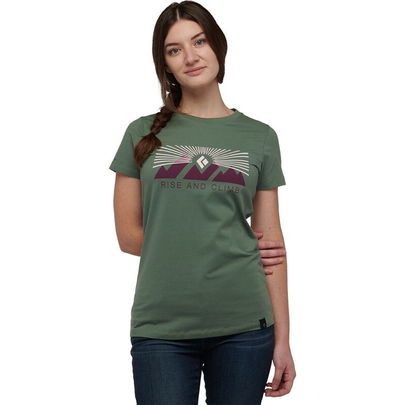 【送料無料】 ブラックダイヤモンド レディース Tシャツ トップス Rise And Climb Short-Sleeve T-Shirt - Women's Laurel Green