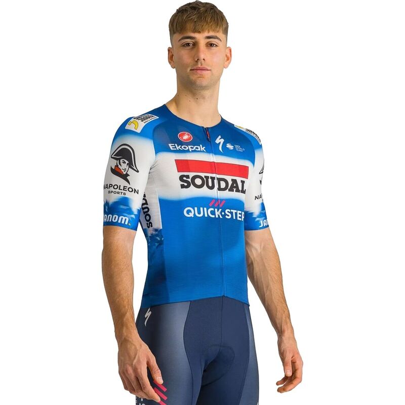 楽天ReVida 楽天市場店【送料無料】 カステリ メンズ Tシャツ トップス Soudal/Q-S Aero Race 7.0 Jersey - Men's Ceramic Blue/White