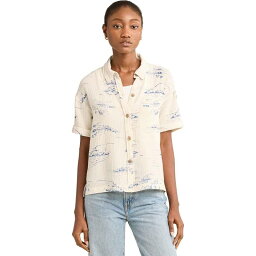 【送料無料】 ペンドルトン レディース Tシャツ トップス Button-Up Cotton Gauze Short-Sleeve Shirt - Women's Ivory Beach Multi