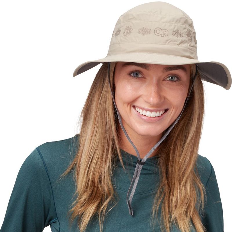 レディース帽子, ハット  Solar Roller Sun Hat Khaki-Rice Embroidery