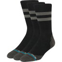 【送料無料】 スタンス メンズ 靴下 アンダーウェア Franchise Ultra-Light Running Crew Sock 3-Pack Black(4)