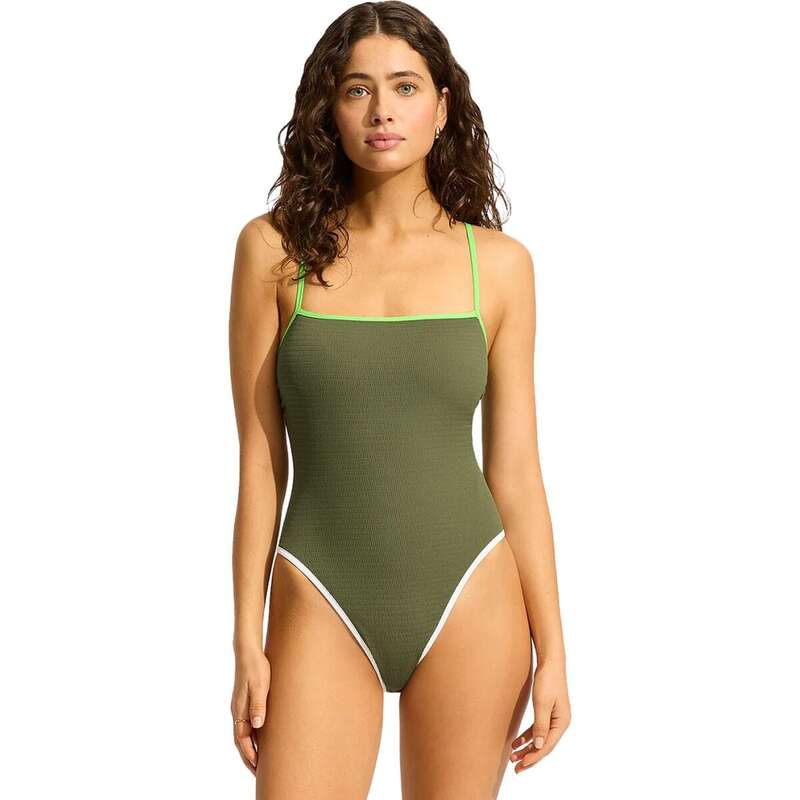 シーフォリー レディース 水着 上下セット Seafolly Square Neck One Piece Swimsuit - Women's Khaki カー...
