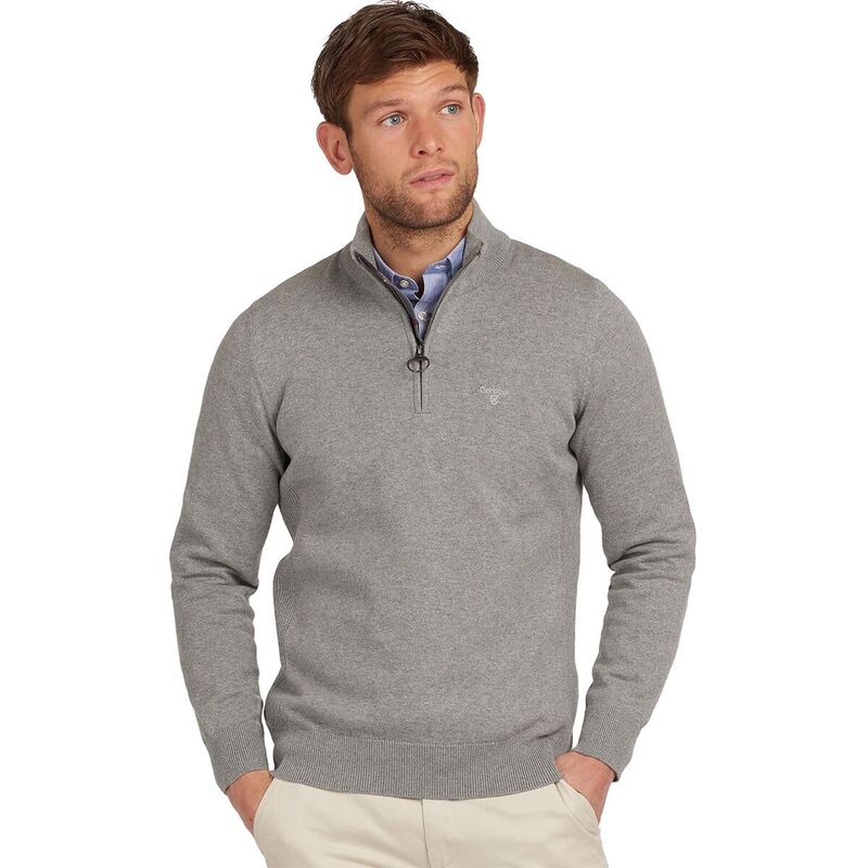 バブアー メンズ アウター ニット・セーター セーター コットン Barbour Cotton 1/2-Zip Sweater - Men's Grey Marl グレー