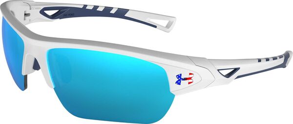 【送料無料】 アンダーアーマー メンズ サングラス・アイウェア アクセサリー Under Armour Octane Tuned Baseball/Softball Sunglasses Satin White/Blueのサムネイル