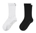 【送料無料】 キャリー レディース 靴下 アンダーウェア CALIA Women's Gripper Crew Socks 2-Pack White/Black(4)