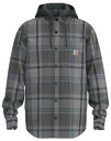【送料無料】 カーハート メンズ ジャケット・ブルゾン アウター Carhartt Men's Hooded Flannel Shirt Jacket Gravel