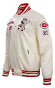 【送料無料】 プロスタンダード メンズ ジャケット・ブルゾン アウター Pro Standard Men's Cincinnati Reds Cream Retro Rib Satin Jacket