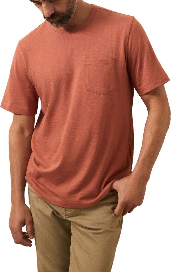 ファレティ メンズ トップス Tシャツ Faherty Men'sunwashed Pocket Short Sleeve T-Shirt Dusty Sienna