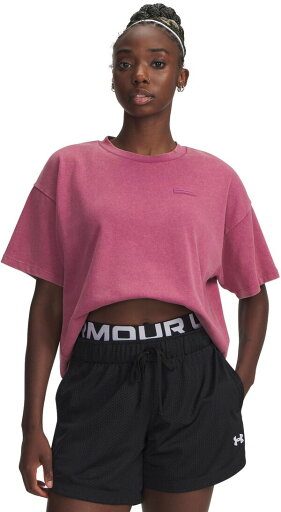 【送料無料】 アンダーアーマー レディース Tシャツ トップス Under Armour Women's Heavyweight Boxy Wash Short Sleeve T-Shirt Fuchsia Dusk/Black 【送料無料】 アンダーアーマー レディース Tシャツ トップス Under Armour Women's Heavyweight Boxy Wash Short Sleeve T-Shirt Fuchsia Dusk/Black