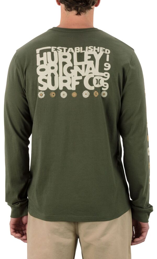【送料無料】 ハーレー メンズ Tシャツ トップス Hurley Men's Solar Cycles Long Sleeve T-Shirt Charcoal Fern