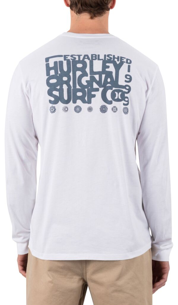 【送料無料】 ハーレー メンズ Tシャツ トップス Hurley Men's Solar Cycles Long Sleeve T-Shirt White