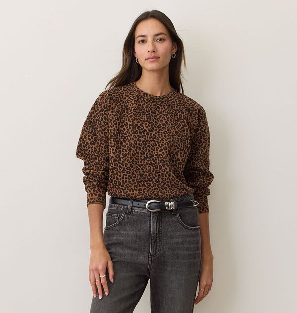 樂天商城 - マリーン レイヤー レディース アウター パーカー・スウェット クルーネック プリント シャツ フリース Marine Layer Women's Cloud 9 Fleece Printed Crewneck Sweatshirt Leopard アニマル