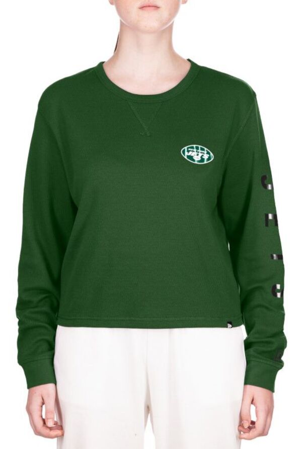 【送料無料】 ニューエラ レディース Tシャツ トップス New Era Women's New York Jets Medium Green Thermal Long Sleeve T-Shirt