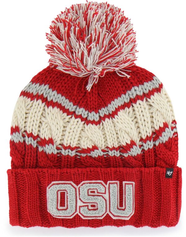 【送料無料】 フォーティーセブン レディース 帽子 ニットキャップ アクセサリー '47 Women's Ohio State Buckeyes Red Emma Cuffed Knit Pom Beanie(4)