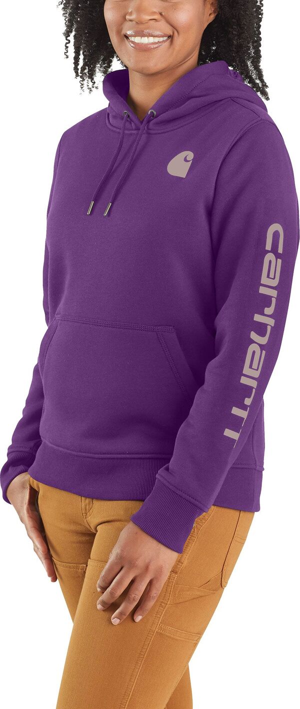 yz J[n[g fB[X p[J[EXEFbg t[fB[ AE^[ Carhartt Women's Clarksburg Graphic Sleeve Hoodie Purple