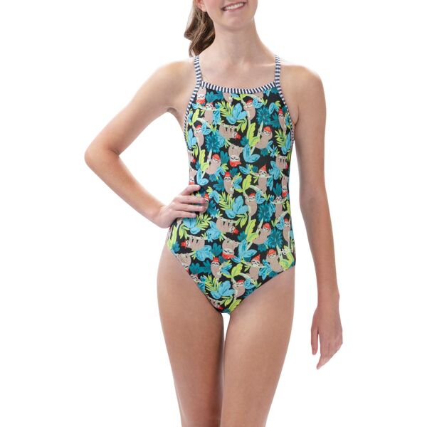【送料無料】 ドルフィン レディース 上下セット 水着 Dolfin Women's Uglies Print V-2 Back One Piece Swimsuit Hang Tight