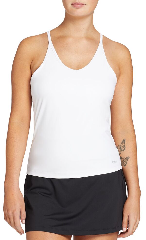 【送料無料】 プリンス レディース シャツ トップス Prince Women's Elite Built-In Tennis Tank Top Pure Whiteのサムネイル