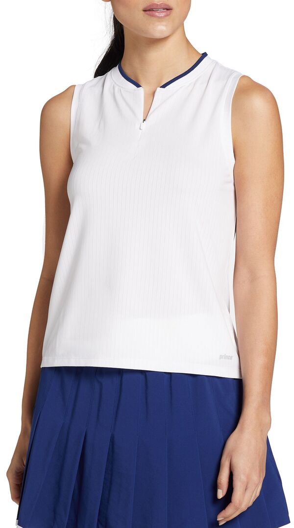 【送料無料】 プリンス レディース スカート ボトムス Prince Women's Elite 1/4 Zip Tennis Tank Top Pure Whiteのサムネイル