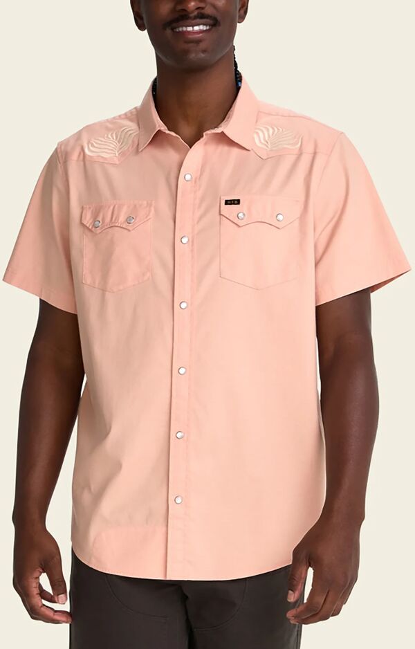 ハウラーブラザーズ メンズ トップス シャツ Howler Brothers Men's Crosscut Deluxe Short Sleeve Shirt Seagrass/Coral Oxford コーラル