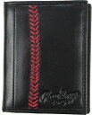 yz [OX Y z ANZT[ Rawlings Baseball Stitch Leather Trifold Wallet Black