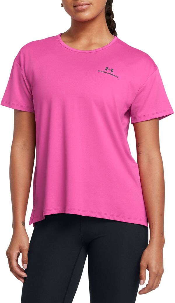 yz A_[A[}[ fB[X TVc gbvX Under Armour Women's Vanish Energy 2.0 Short Sleeve T-Shirt Astro Pink/Black