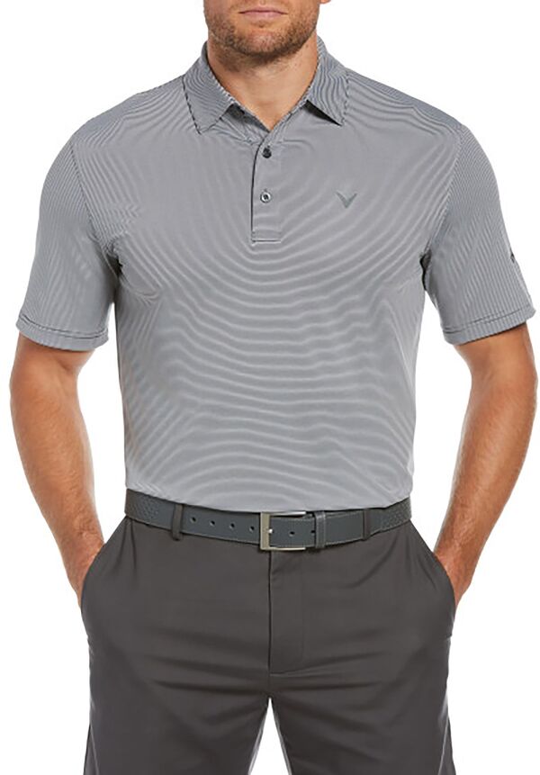 【送料無料】 キャラウェイ メンズ ポロシャツ トップス Callaway Men 039 s Pro Spin Fine Line Stripe Short Sleeve Golf Polo Asphalt