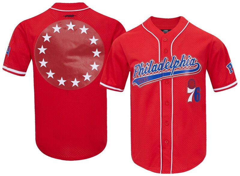プロスタンダード メンズ トップス シャツ ボタンダウン メッシュ ダウン Pro Standard Men's Philadelphia 76ers Red Scriptail Mesh Button Down Shirt NoColor レッド