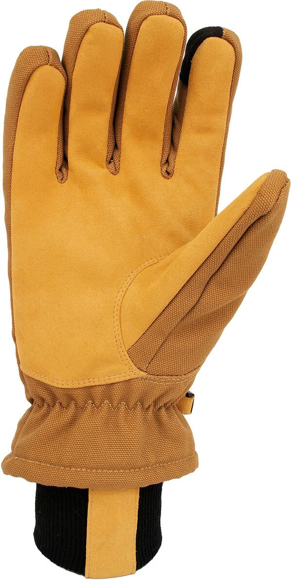 【送料無料】 カーハート メンズ 手袋 アクセサリー Carhartt Men's Insulated Duck Synthetic Leather Knit Cuff Gloves Brown